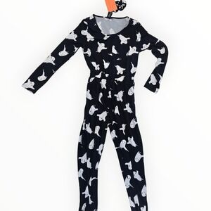 Halloween Ghost Print Jumpsuit Romper Womens Size Medium Matching Scrunchie